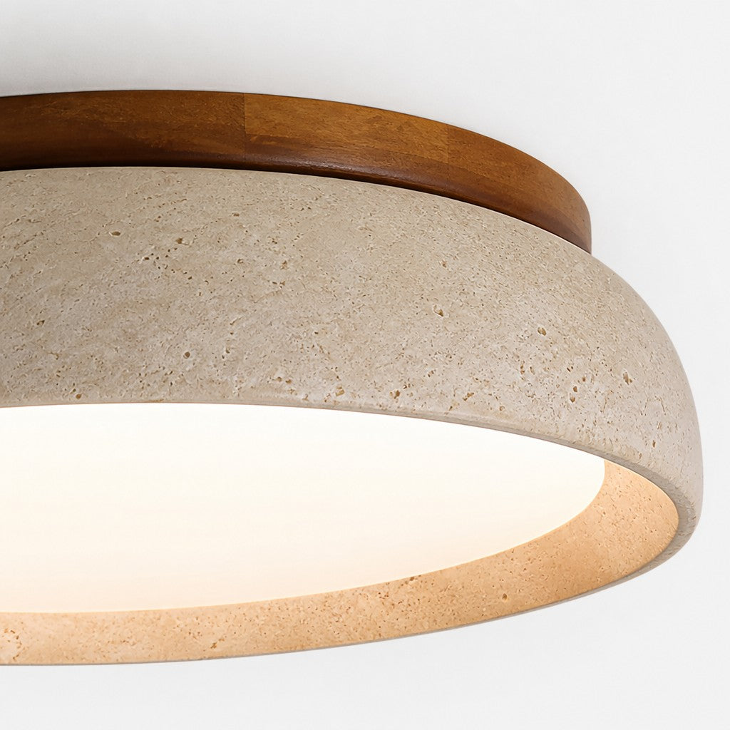 Plafondlamp Travertijn Sculptuur Beige Natuursteen 30cm 43cm Scandinavisch Warm Licht | Sansoti