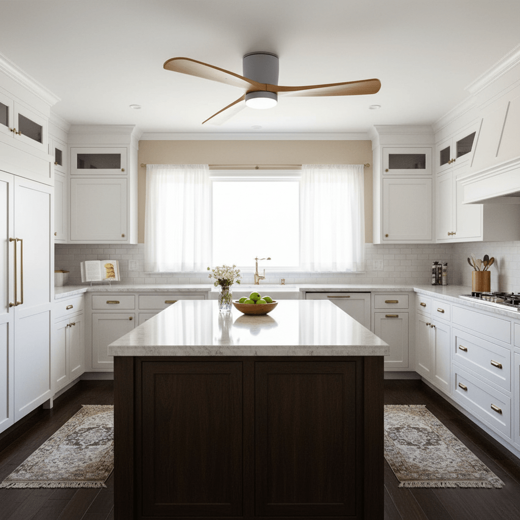 Deckenventilator mit LED-Beleuchtung und Holzflügeln – skandinavisches Design | Restfield