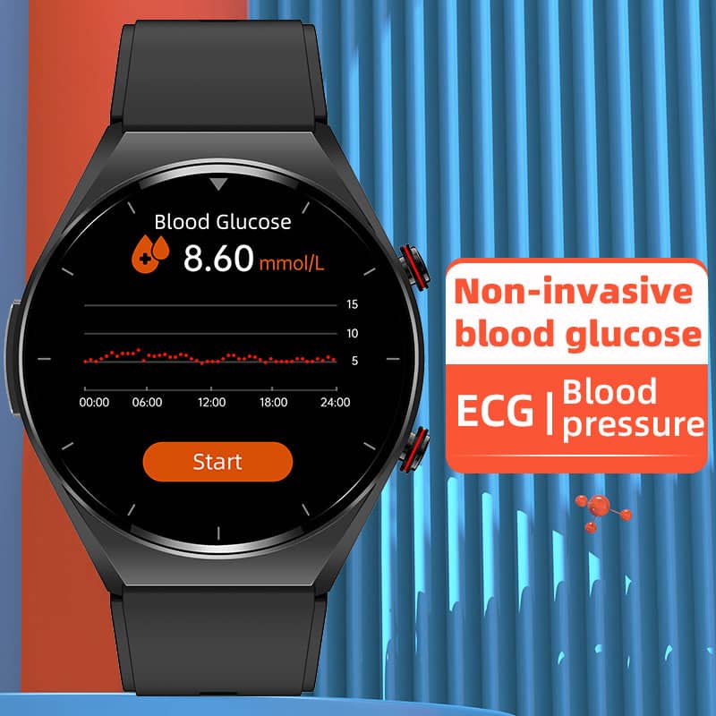 Smartwatch met Hartslagmeting en Bloedsuikermonitoring Digitaal Horloge Zwart Gezondheidshorloge Sporthorloge | Sansoti