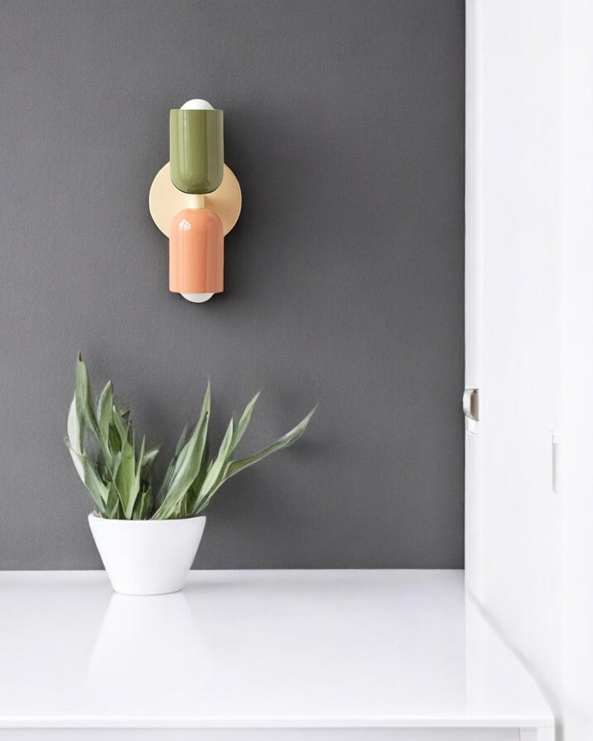 Dubbele Wandlamp met Ronde Lampenkappen – Modern Design in Groen, Beige, Rood of Roze – Sfeerverlichting voor Slaapkamer, Woonkamer en Hal | Sansoti