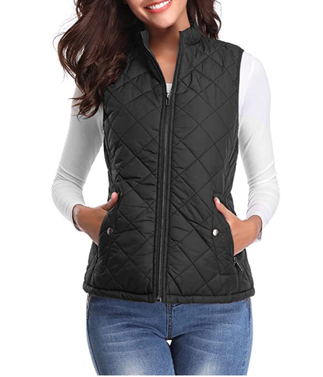 Quilted Women's Gilet with Zip Closure for Transitional Seasons Lightweight Warm Casual Sleeveless Vest | Sansoti