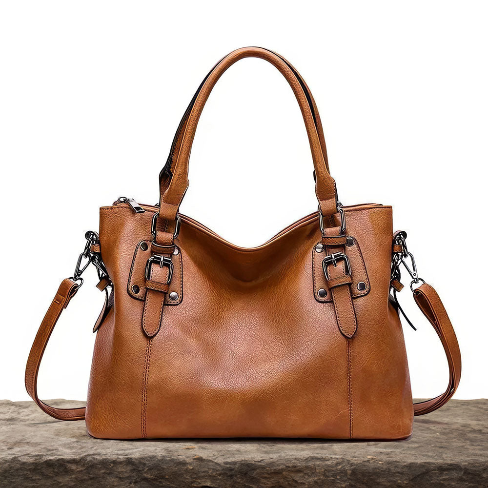 Elegante Leren Schoudertas met Verstelbare Riem en Magnetische Sluiting voor Dagelijks Gebruik en Werk | Sansoti