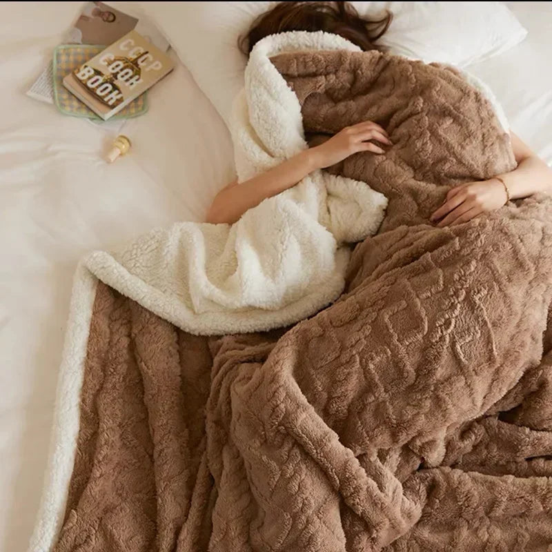 Dikke Winterdeken Lamswol Dubbelzijdig Fleece Warm Zachte Plaid Slaapkamer Bed 200x230 Thermisch Comfort | Sansoti