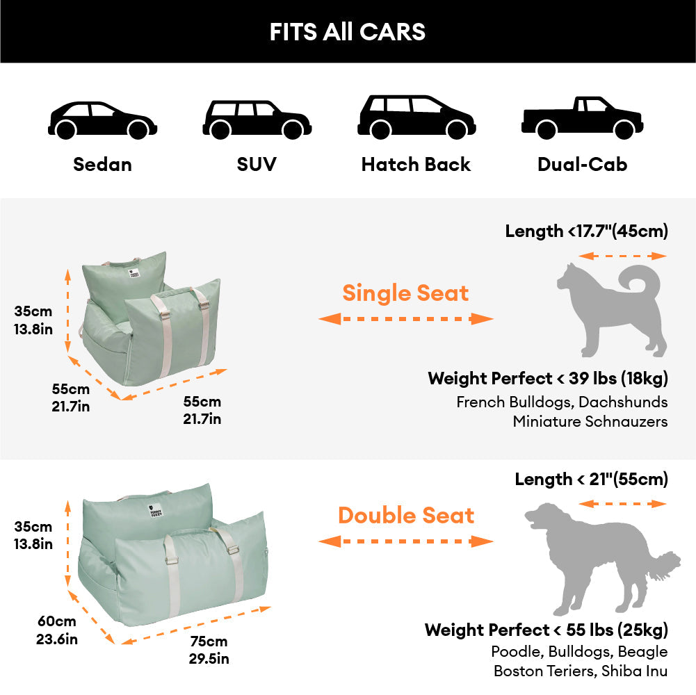 Autostoelbed voor Honden Waterbestendig First Class Comfortabele Reismand met Veiligheidsgordel Autodeken | Sansoti