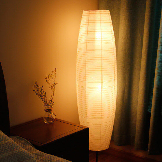 Stehleuchte Reispapier Säule 2xE14 137cm Wohnzimmer Schlafzimmer Skandinavische Stehlampe Weiß Papier Schirm Stimmungslicht | Restfield