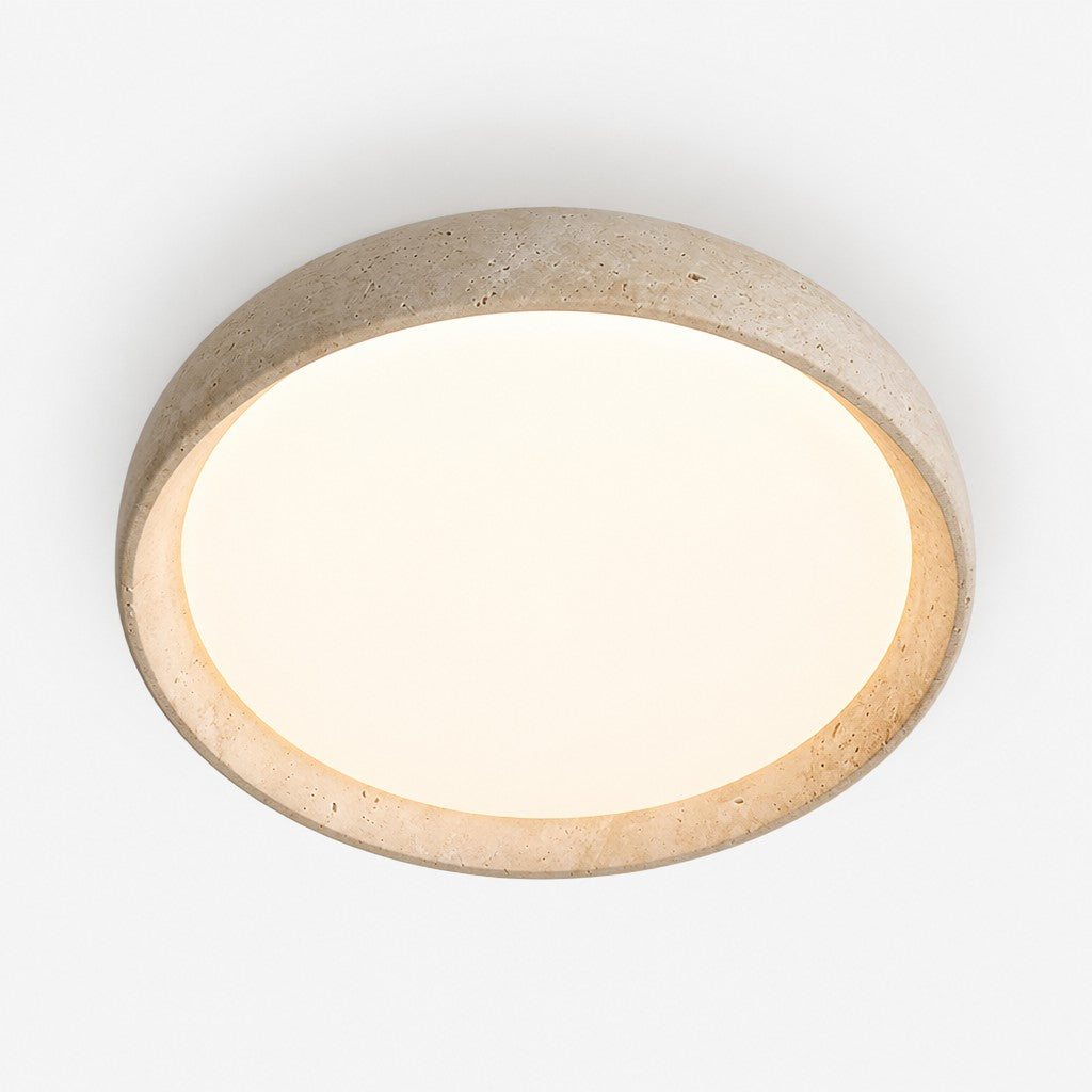 Plafondlamp Travertijn Sculptuur Beige Natuursteen 30cm 43cm Scandinavisch Warm Licht | Sansoti