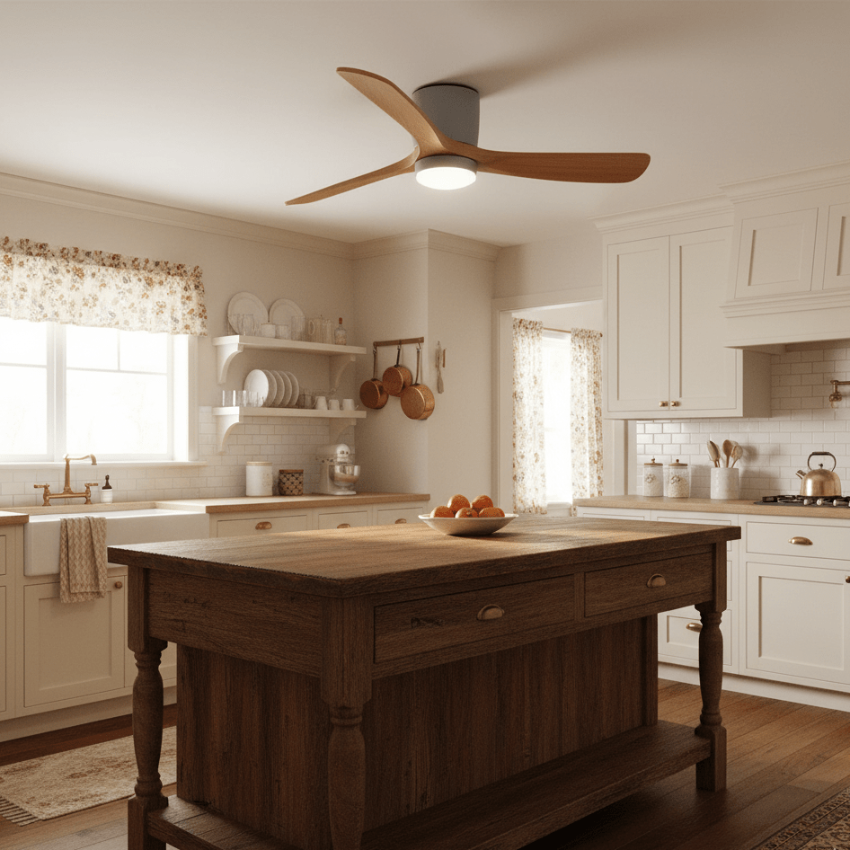 Deckenventilator mit LED-Beleuchtung und Holzflügeln – skandinavisches Design | Restfield