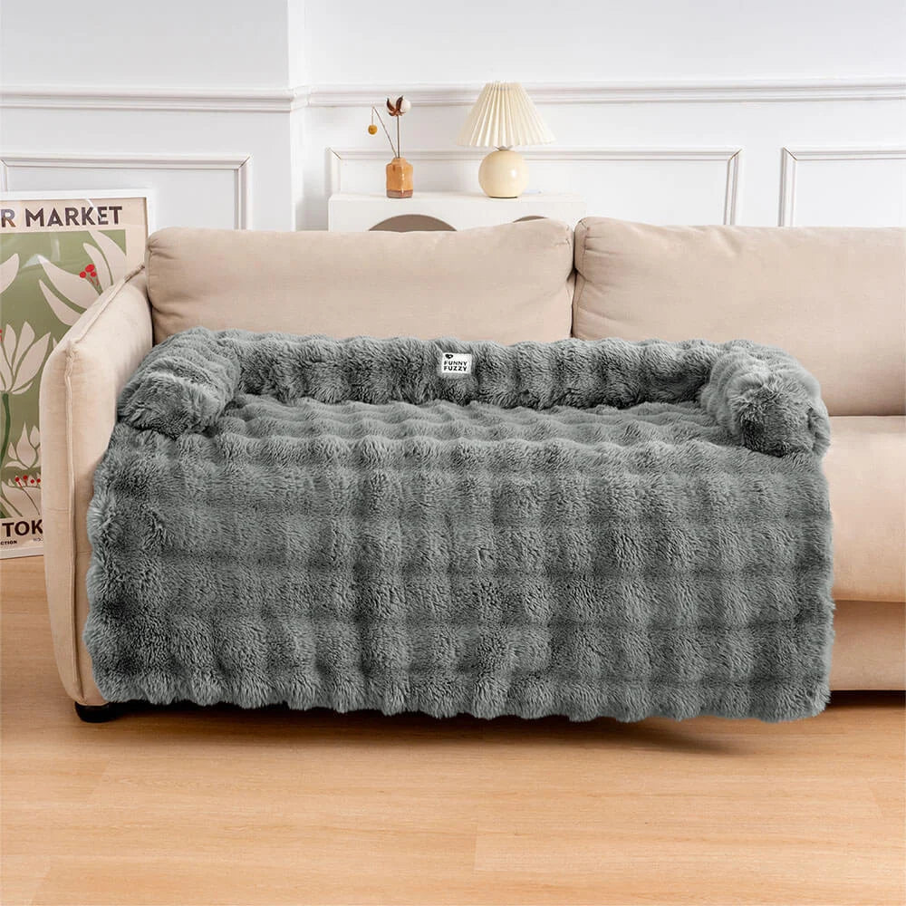 Pluche Hondenmand Sofa Beschermer Huisdiermat Antislip Bodem Wasbaar Comfort Rustplek – Grijs Koffie Tie-Dye | Sansoti