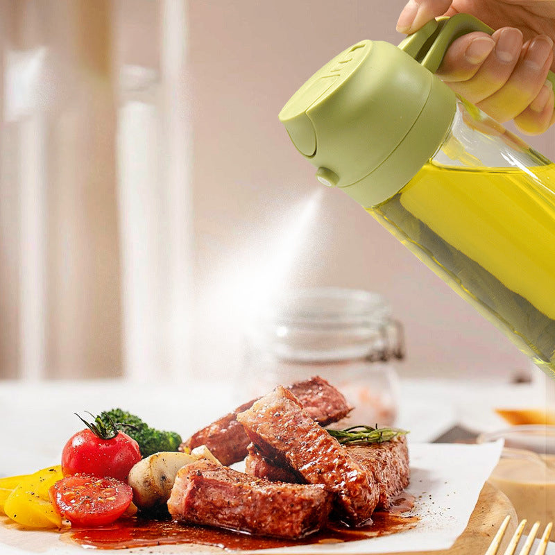 Vaporisateur et distributeur d’huile en verre 2-en-1, flacon à pompe et spray pour vinaigre et sauce soja, dosage en cuisine, huile 470ml | Sansoti