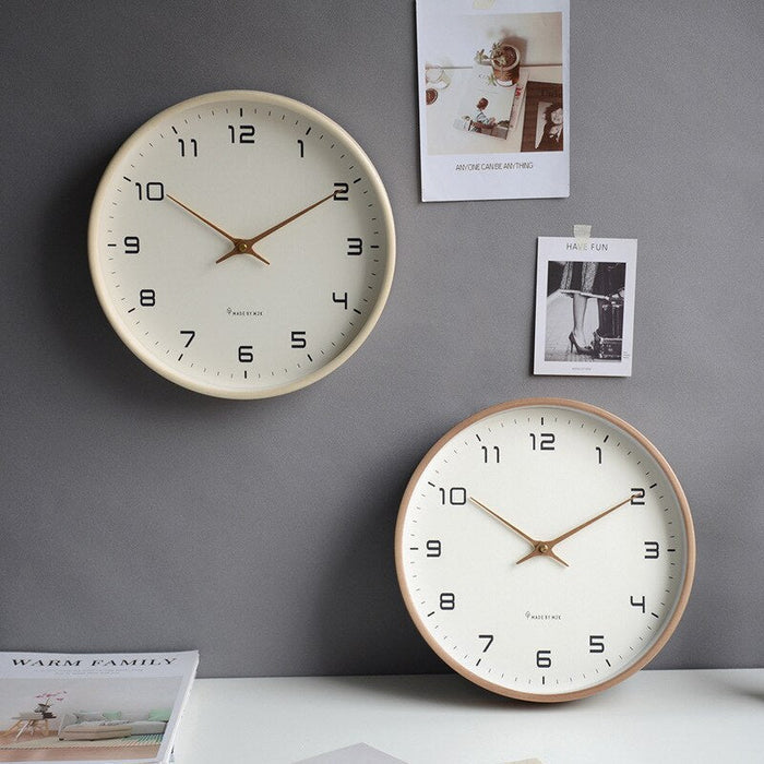 Houten Wandklok Scandinavisch Design Rond 25cm 30cm Stille Uurwerk Woonkamer Keuken Moderne Decoratie | Sansoti