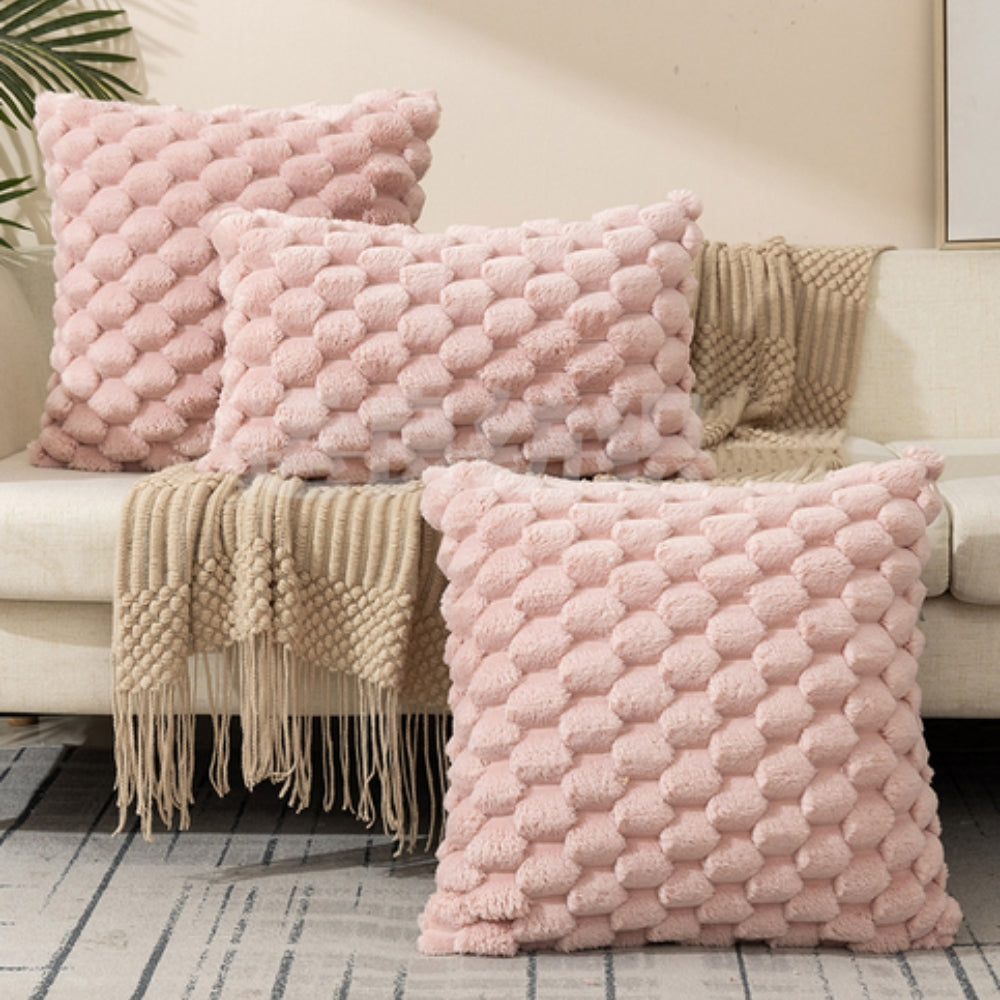 Kussenhoes 3D textuur katoen polyester roze sierkussen bank slaapkamer decoratief zacht hoes kussen vierkant rechthoek | Sansoti