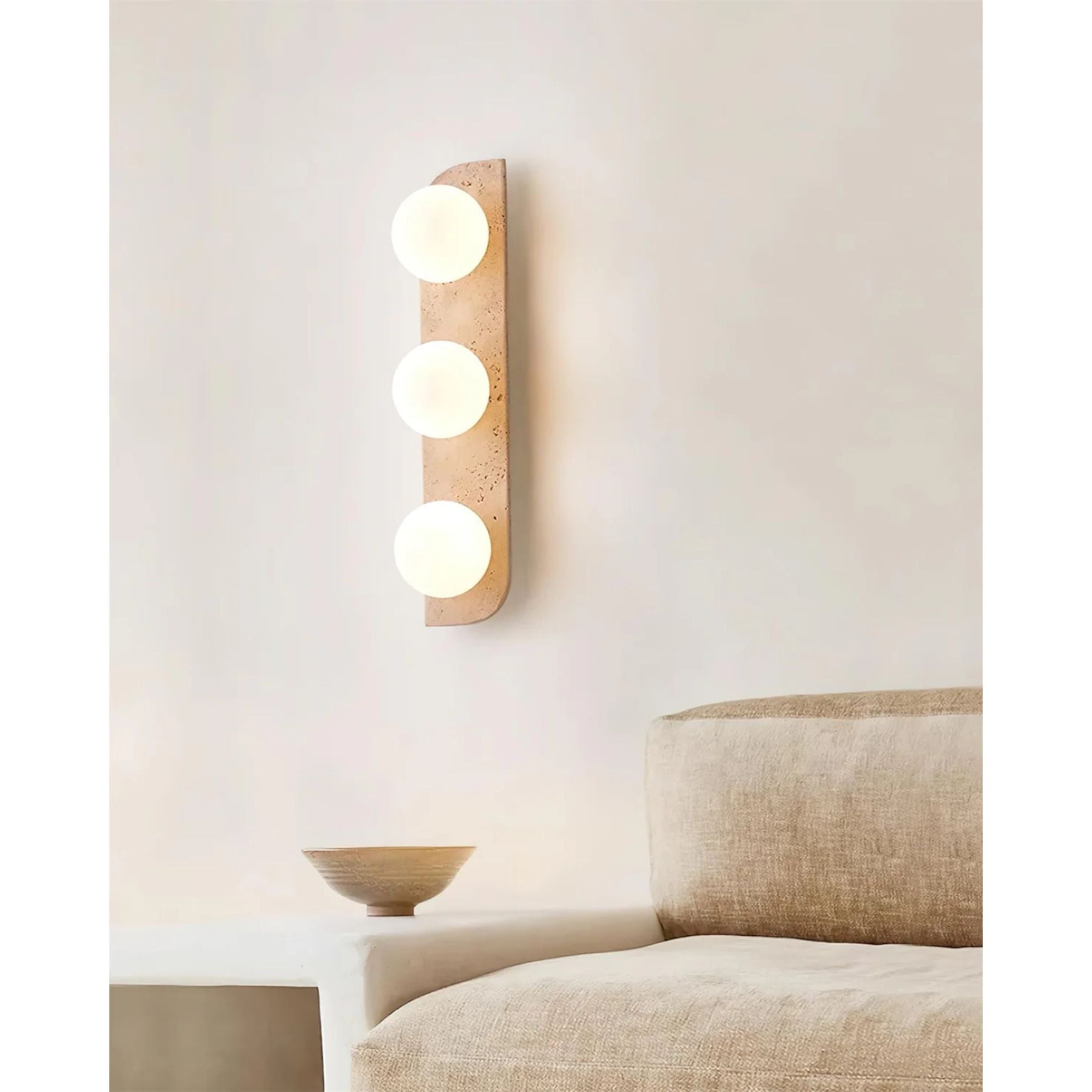 Wandleuchte Travertin G9 Glas Holz Beige Wohnzimmer Flur Badezimmer Minimalistische Wandleuchte Stimmungslicht Natürliches Design | Restfield