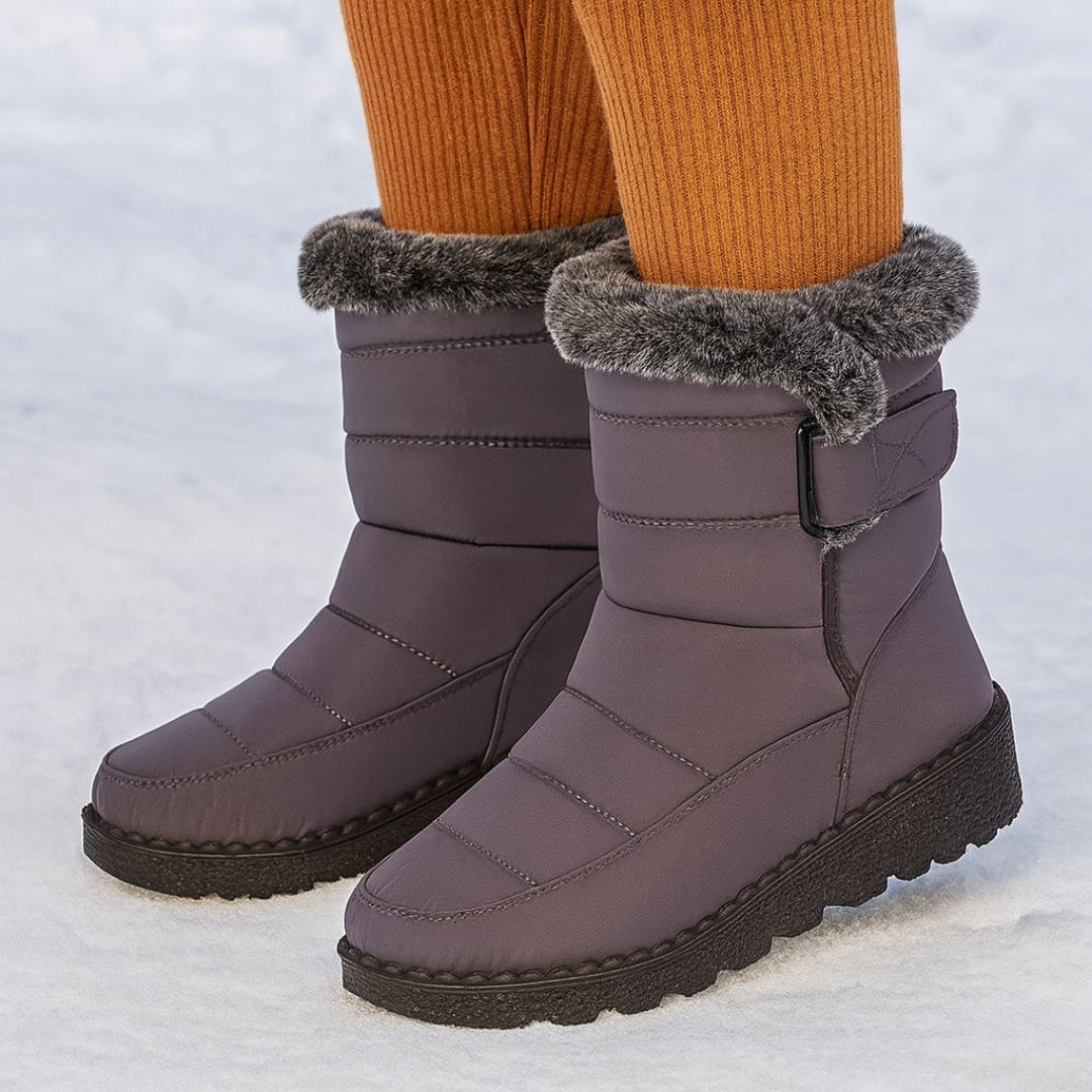 Waterdichte Dames Winterlaarzen met Klittenband Warme Gevoerde Antislip Snowboots Comfortabel Winterschoeisel | Sansoti