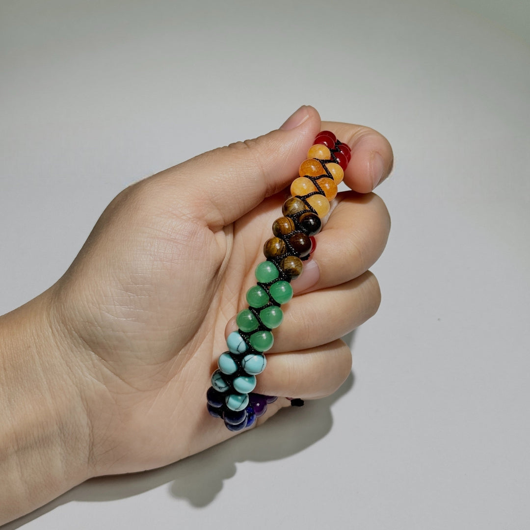 Verstellbares Chakra-Armband Naturstein-Energieperlen Meditation Yoga Spiritualität Wohlbefinden Unisex-Schmuck | Sansoti