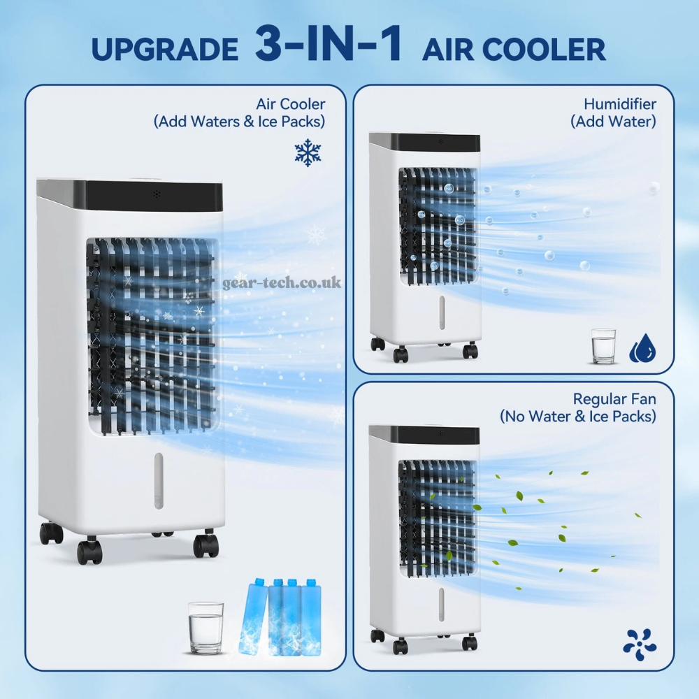 Draagbare Raambloze Aircooler met Afstandsbediening – 3-in-1 Luchtkoeler, Ventilator en Bevochtigingsfunctie voor Thuis en Kantoor | Sansoti