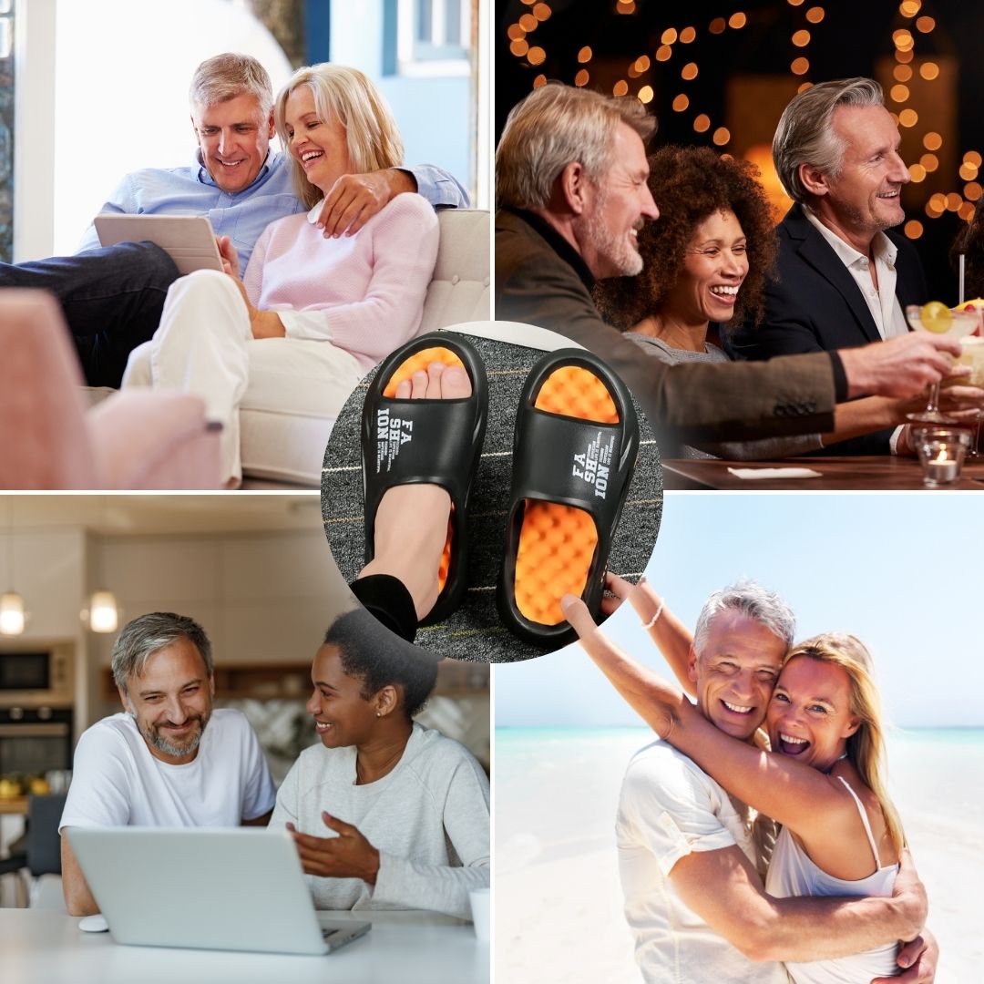 Ergonomische Massagepantoletten mit Akupressur-Noppen, Unisex, Schwarz Weiß Grau, Badeschuhe, Reflexologie und Wellness | Sansoti