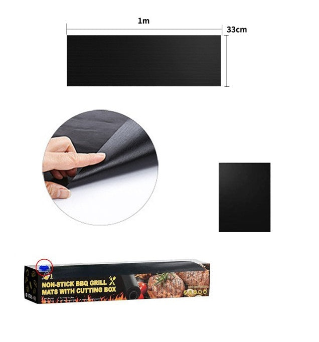 Wiederverwendbare BBQ-Matte, 33 cm, hitzebeständige Antihaft-Grillmatte für Grill, Ofen, Küche und Außenbereich, schwarz | Sansoti