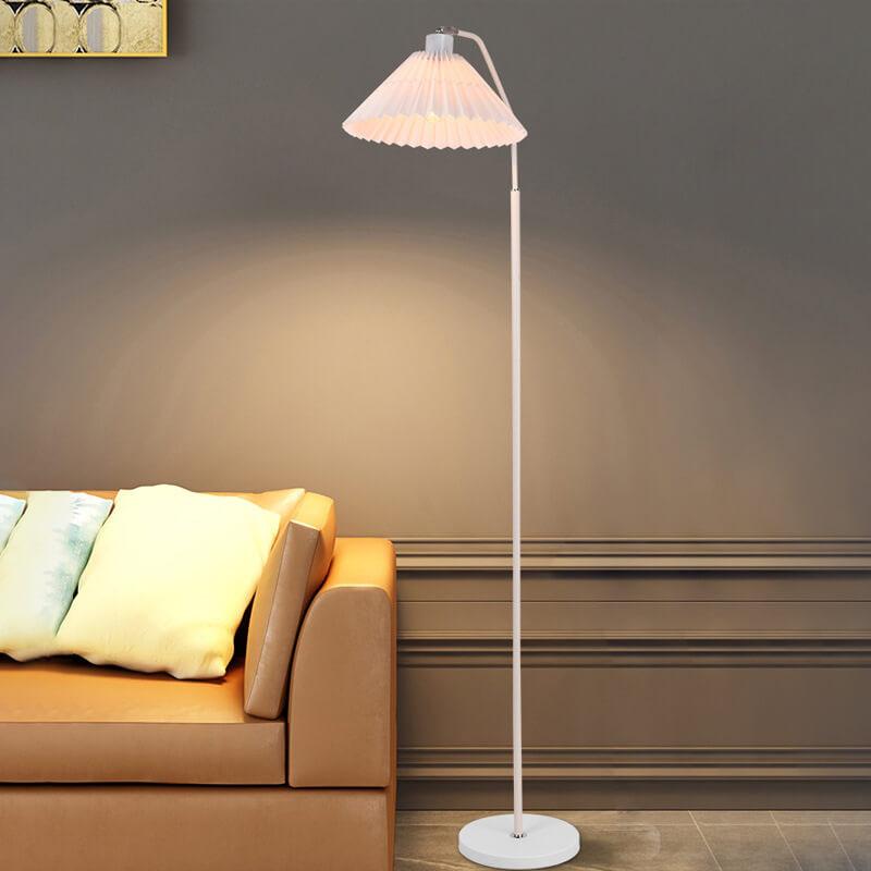 Stehleuchte Plissierter Schirm Metall 149cm Wohnzimmer Schlafzimmer Dimmbar Standleuchte Stoff Retro Skandinavisch Leselampe | Restfield