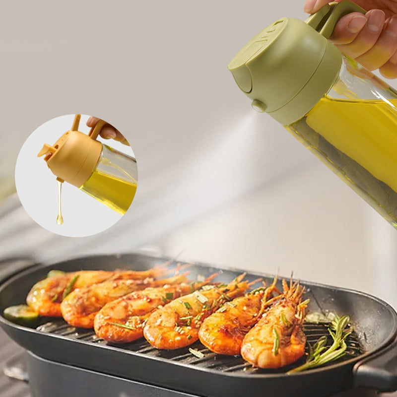 Vaporisateur et distributeur d’huile en verre 2-en-1, flacon à pompe et spray pour vinaigre et sauce soja, dosage en cuisine, huile 470ml | Sansoti