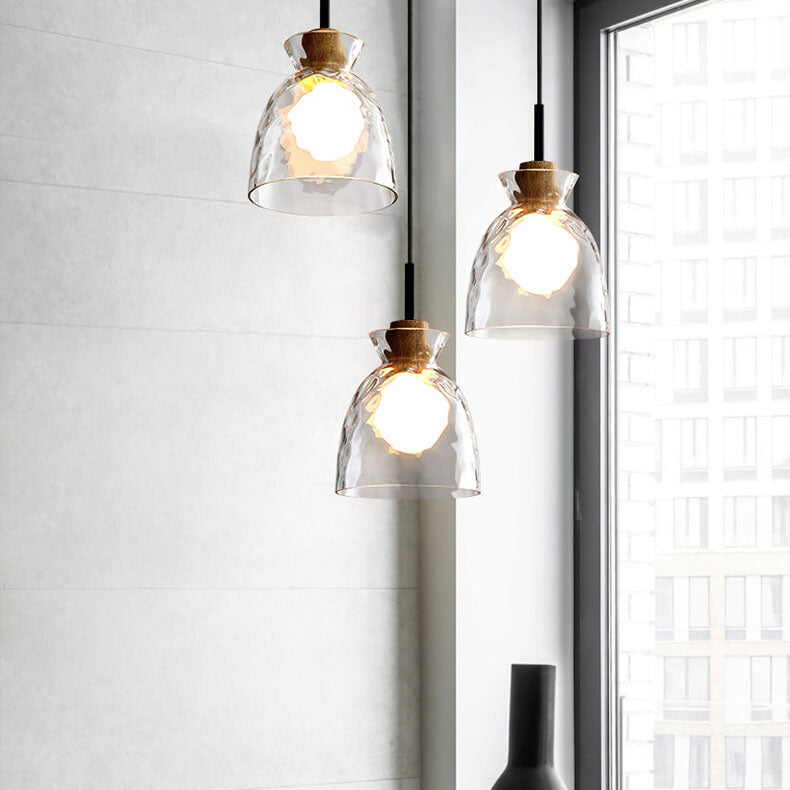 Hanglamp Glas Hout Transparant E26 Woonkamer Slaapkamer Eetkamer Pendellamp Glazen Kap Bell Cone Bowl Industrieel Retro | Sansoti