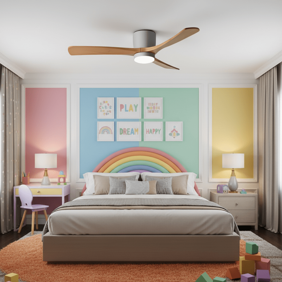 Deckenventilator mit LED-Beleuchtung und Holzflügeln – skandinavisches Design | Restfield