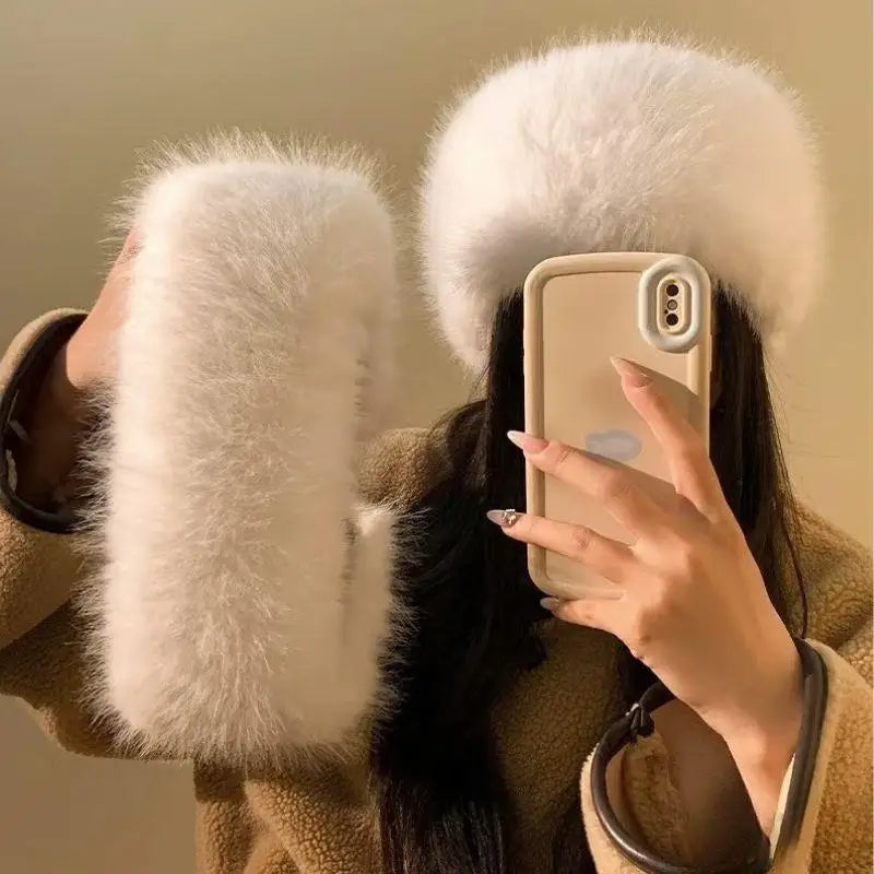 Plush Headband for Women Faux Fur Winter Ear Warmer Elastic Soft Hairband Warm Hair Accessory Comfortable | Sansoti