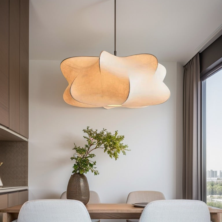 Silk Pendant Lamp – Japanese Style – Light Pink or White – Warm White Light – Living Room & Bedroom – Modern Pendant Lighting with Natural Look | Sansoti