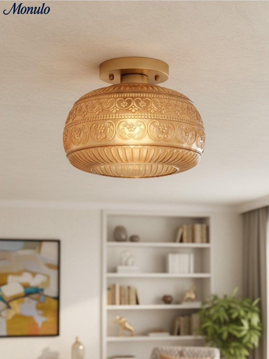 Glazen Bol Plafondlamp Getextureerd Glas Semi-Flush Verlichting voor Elke Ruimte | Sansoti