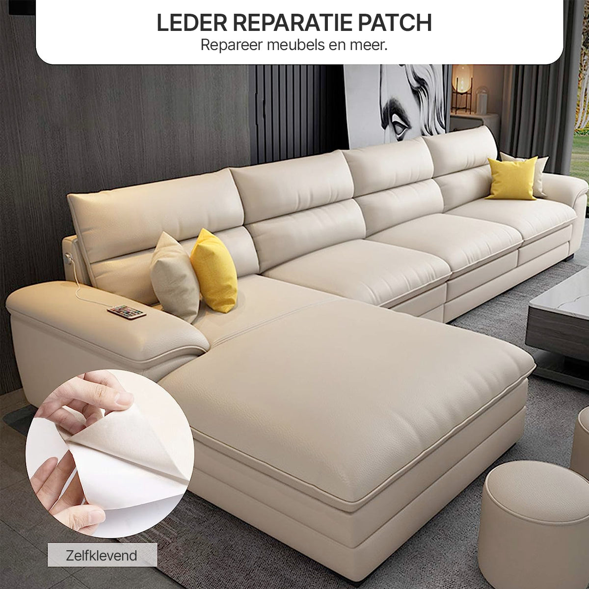 Selbstklebender PU-Lederreparaturflicken für Möbel, Sofa, Stuhl und Autositz mit starker Klebkraft | Restfield