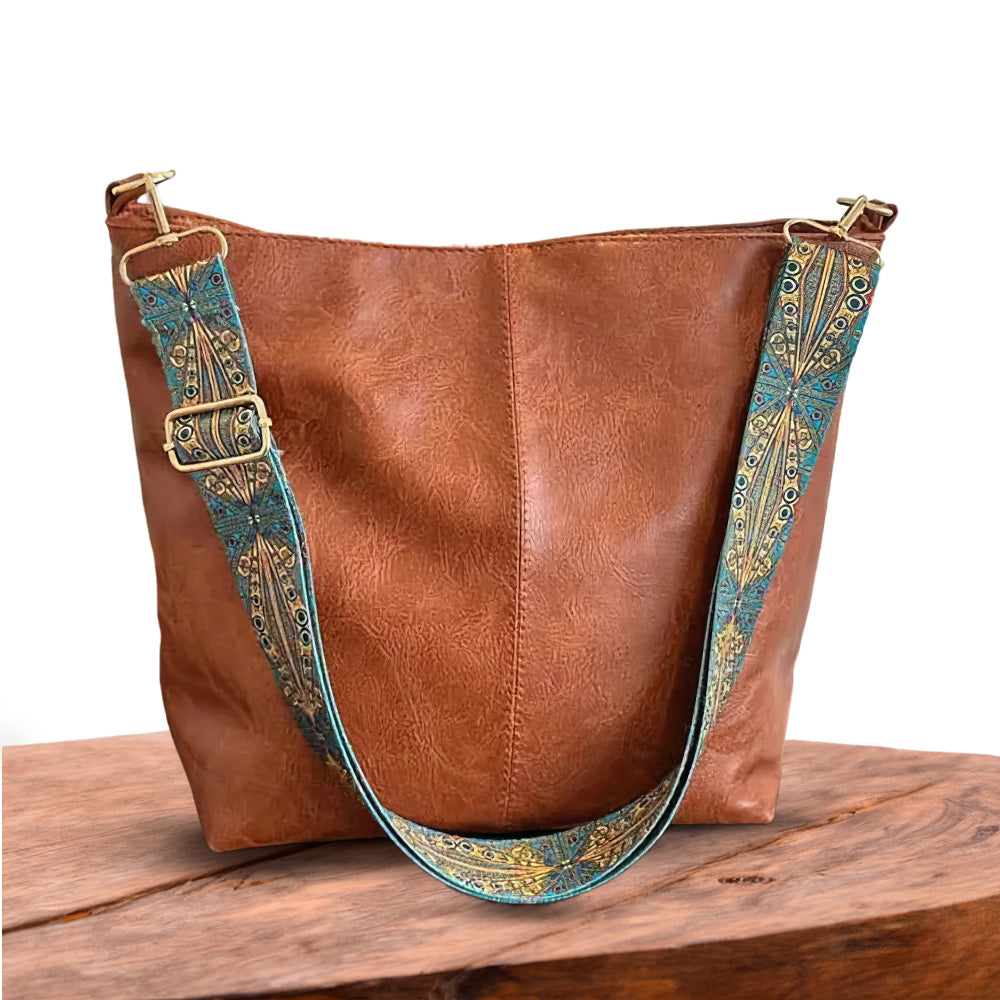 Leren Schoudertas Vintage Stijl Dames Cross-Body Handtas Verstelbare Riem Magnetische Sluiting Casual Chic | Sansoti