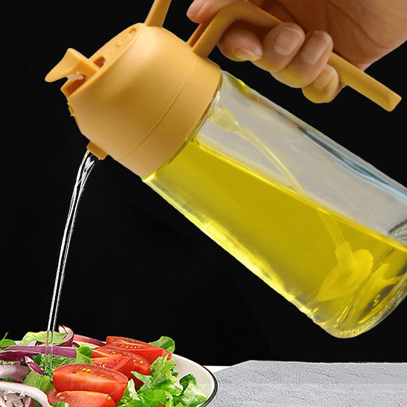 Vaporisateur et distributeur d’huile en verre 2-en-1, flacon à pompe et spray pour vinaigre et sauce soja, dosage en cuisine, huile 470ml | Sansoti
