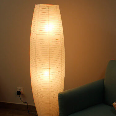 Stehleuchte Reispapier Säule 2xE14 137cm Wohnzimmer Schlafzimmer Skandinavische Stehlampe Weiß Papier Schirm Stimmungslicht | Restfield