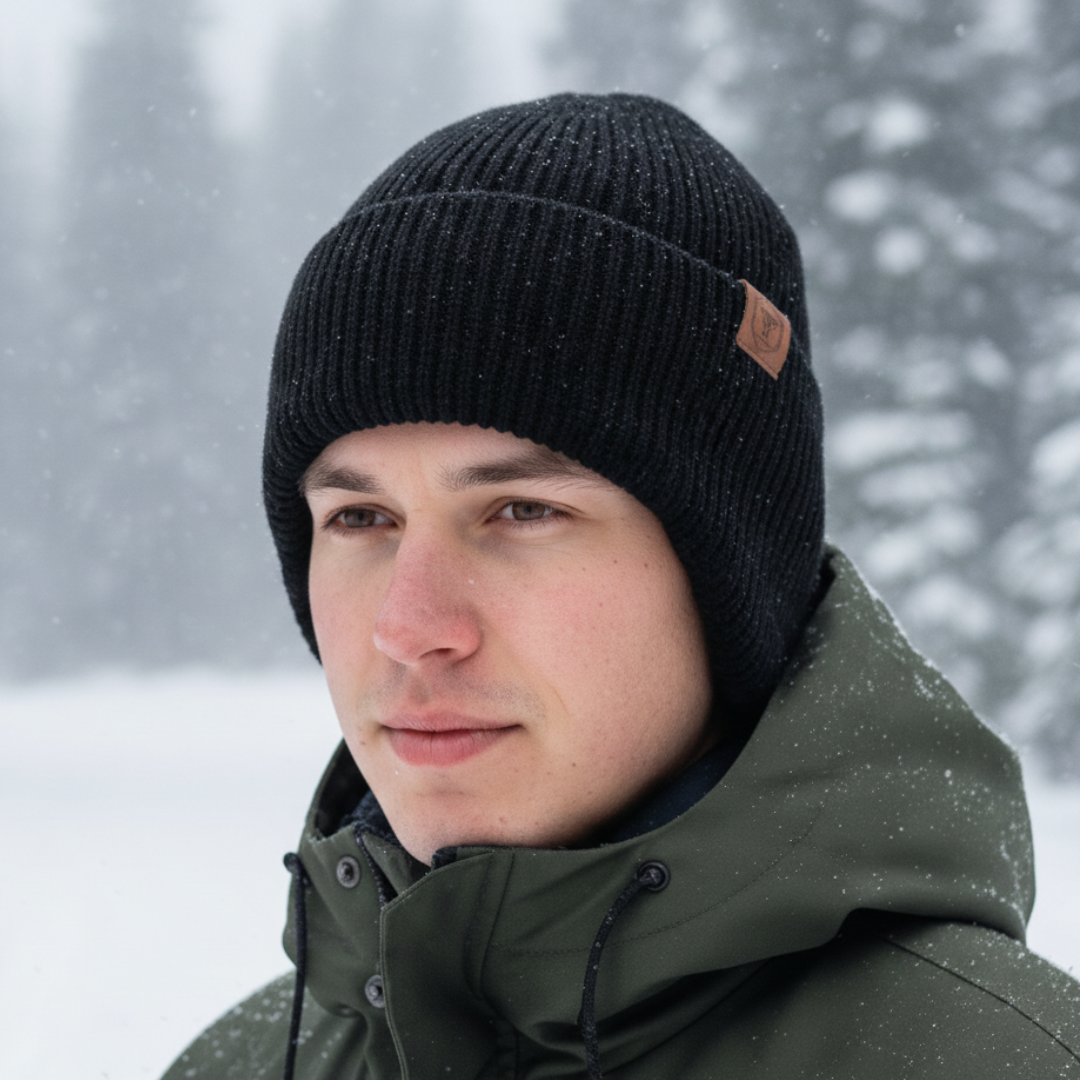 Gestrickte Wintermütze mit Ohrenklappen und weichem Fleecefutter Unisex Outdoor Wintersport Skifahren Wandern | Sansoti