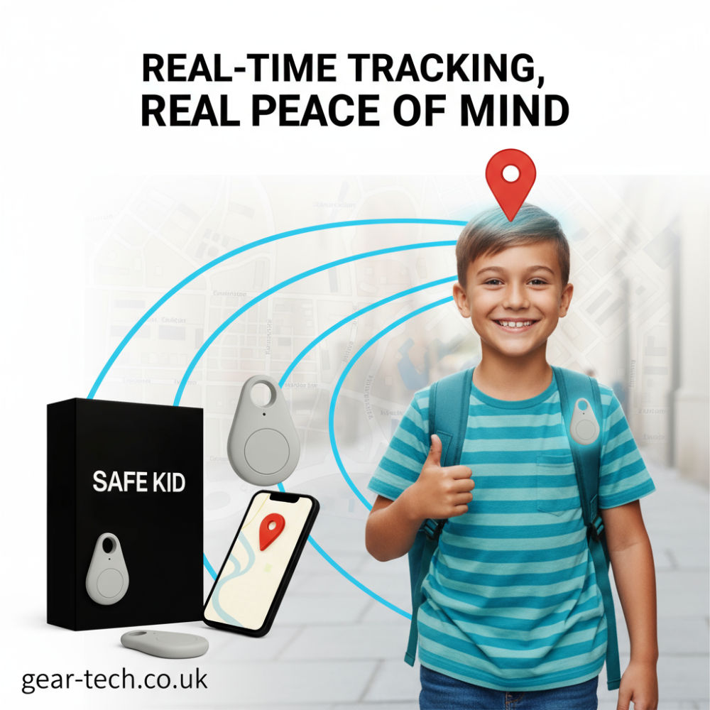 Kinder GPS-Tracker Waterdicht met Real-Time Locatie & SOS-Alarm | Klein, Licht, Draagtasje en Beveiligingsfuncties | Sansoti