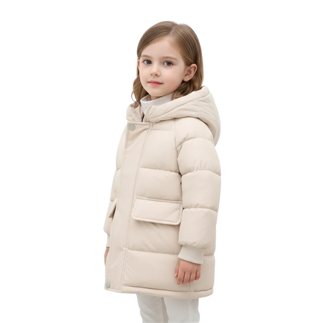 Gefütterte Winterjacke für Kinder - Lange Steppjacke mit Kapuze - Unisex-Pufferjacke 3-12 Jahre Warm | Sansoti