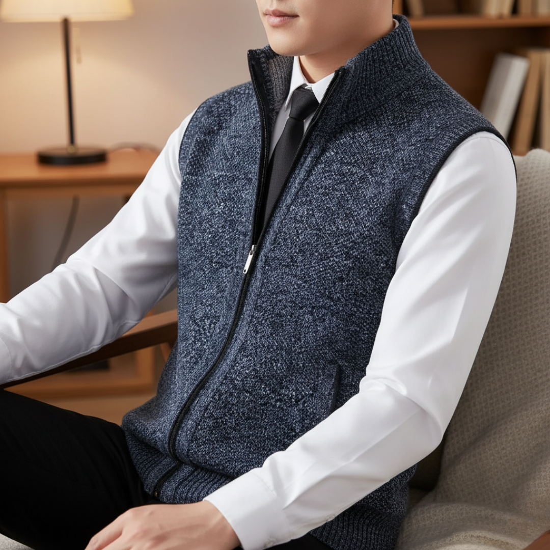 Gilet isolant sans manches pour homme avec fermeture éclair, chaud pour l'hiver, l'automne et le printemps, superposition, décontracté et outdoor | Sansoti
