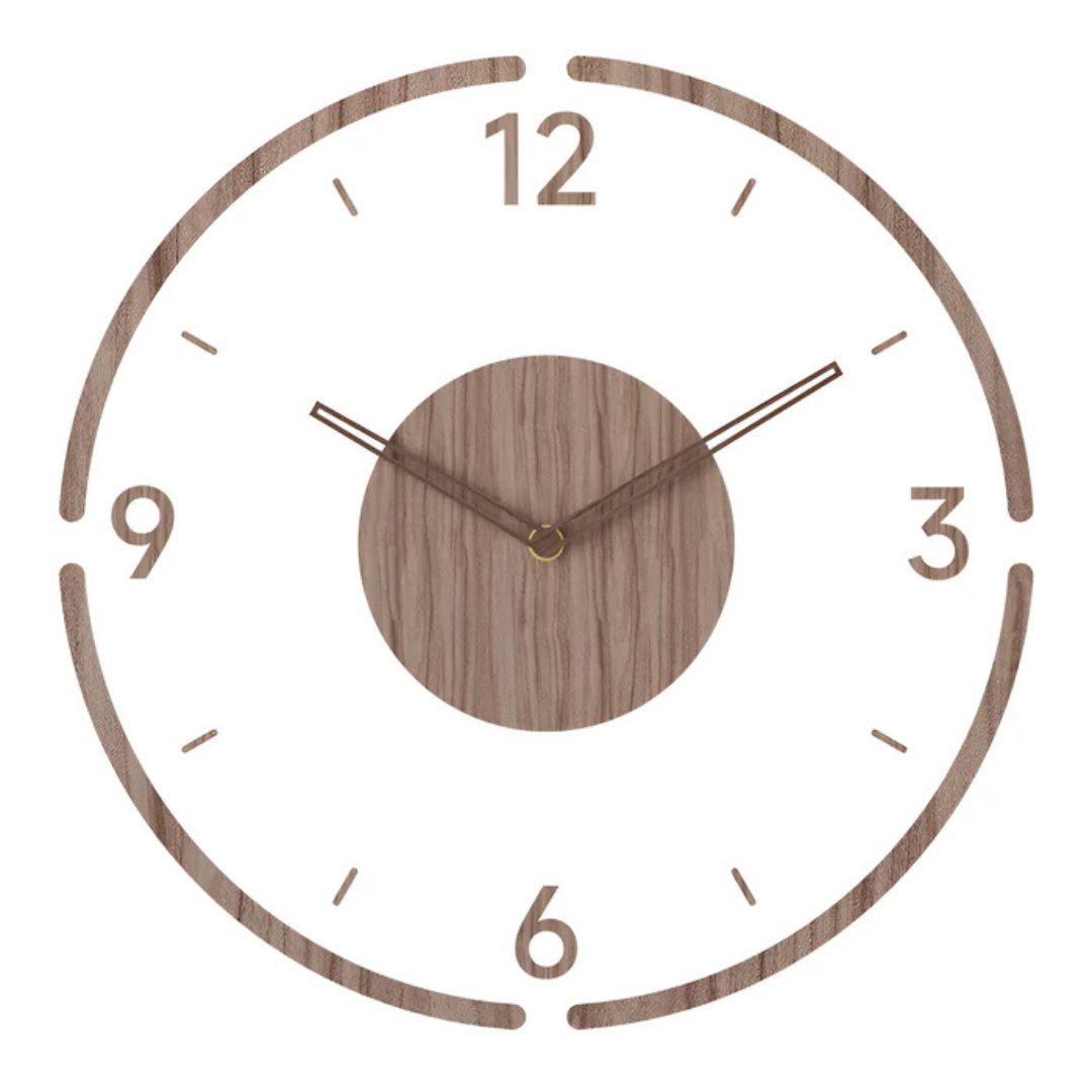 Stille Wandklok 30cm Acryl & Hout Geruisloos Uurwerk Scandinavisch Design Woonkamer Slaapkamer Kantoor | Sansoti