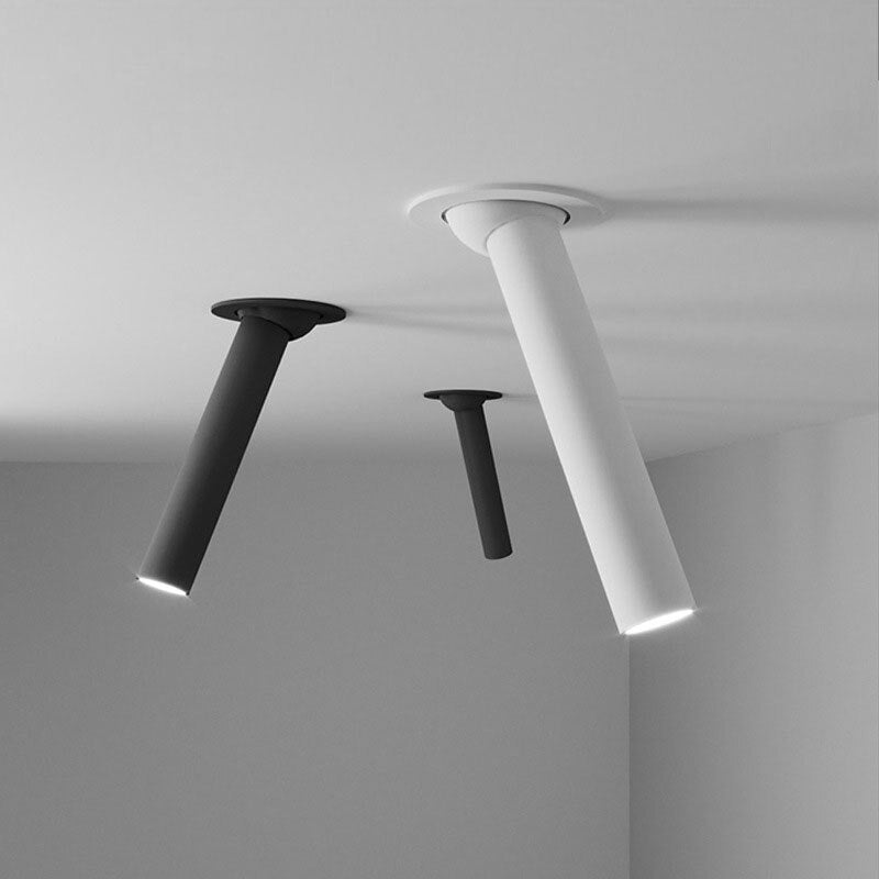 Moderne LED Plafondspot Cilindrisch Design – 7W Inbouwspot Aluminium Zwart Wit Nikkel 12-32cm – Verstelbare Richtspot Warm/Koud Licht – Designverlichting Woonkamer Hal Gang Kantoor | Sansoti