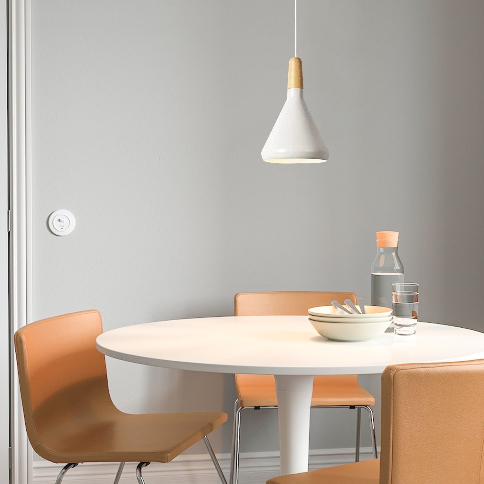 Hanglamp Scandinavisch Aluminium Hout Wit E27 Eettafel Woonkamer Minimalistisch Design Verlichting Keukeneiland | Sansoti