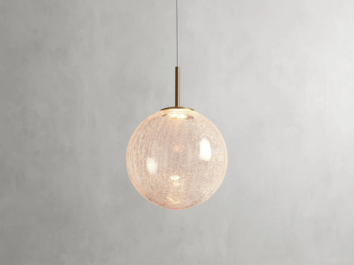 Szklana lampa wisząca ze zintegrowanym oświetleniem LED, wykończenie mosiężne, regulowana, designerska, do jadalni i salonu | Sansoti