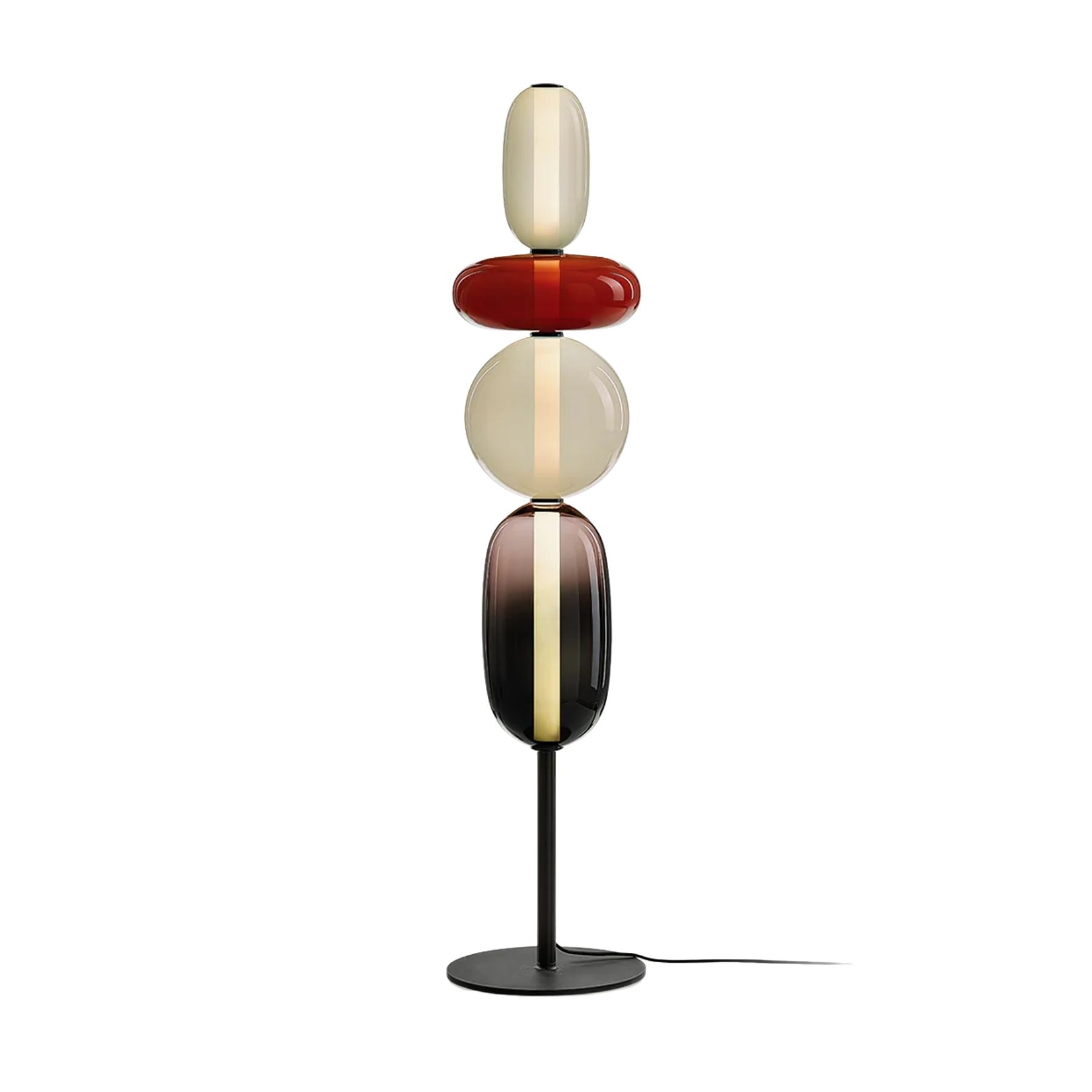 Vloerlamp Glas LED 130 of 160 cm Rood Wit Zwart Woonkamer Design Staande Lamp Lichtobject Interieur | Sansoti