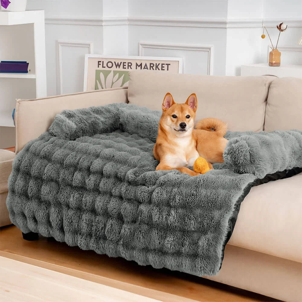Pluche Hondenmand Sofa Beschermer Huisdiermat Antislip Bodem Wasbaar Comfort Rustplek – Grijs Koffie Tie-Dye | Sansoti