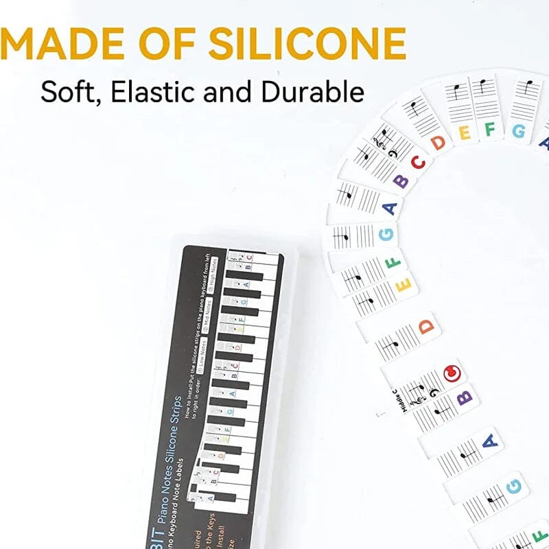 Verwijderbare Piano Toetslabels — Siliconen Nootlabels voor 88 Toetsen — Leerhulp voor Beginners | Sansoti
