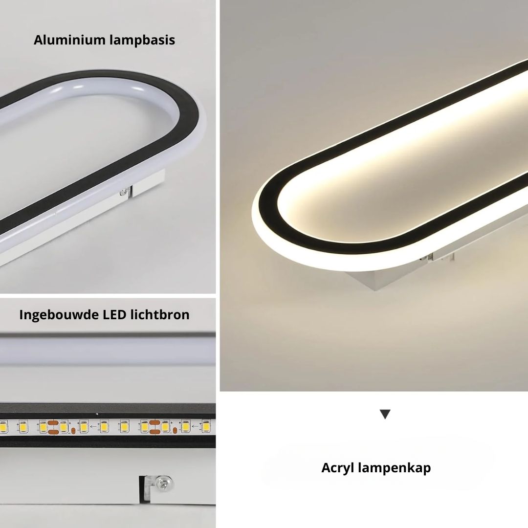 LED Deckenleuchte Langoval Schwarz Weiß Flur Wohnzimmer Schlafzimmer Modern Minimalistische Deckenbeleuchtung | Restfield