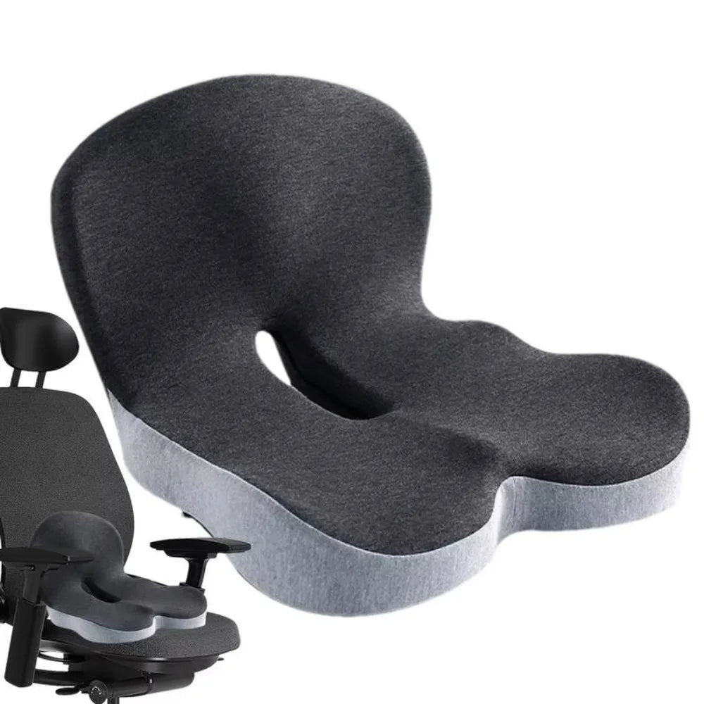 Ergonomisches Sitzkissen aus Memory-Schaum mit Lendenstütze für Bürostuhl, Auto und Arbeiten zu Hause, 44x42x32cm, Komfort | Sansoti