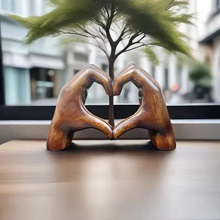 Statue en bois en forme de cœur – Symbole d'amour fait main pour décoration ou cadeau
