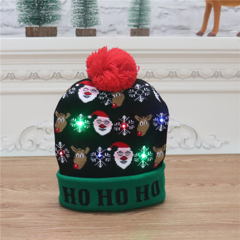 Gebreide Kerstmuts met LED-Verlichting op Batterij Winteraccessoire Feestelijk Design Kerstsfeer Kerstmis | Sansoti