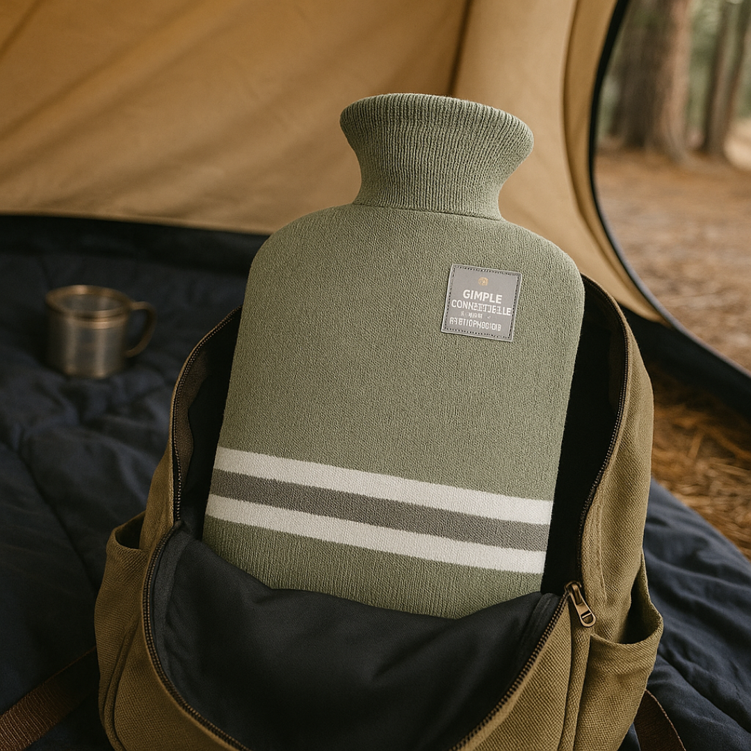 Wärmflasche mit Strickbezug, 1 Liter, wärmespeichernd, komfortabel für kalte Wintertage, Entspannung zu Hause und Wellness | Sansoti