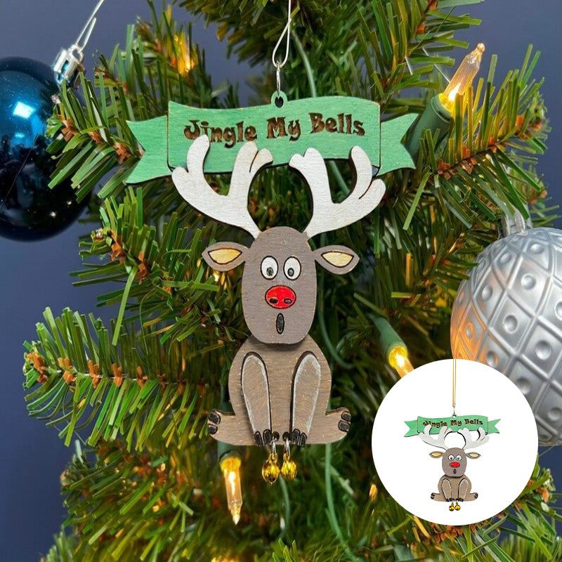 Weihnachtsbaumanhänger mit Glöckchen Humorvolle Festtagsfiguren Handbemaltes Harzornament für den Tannenbaum | Sansoti