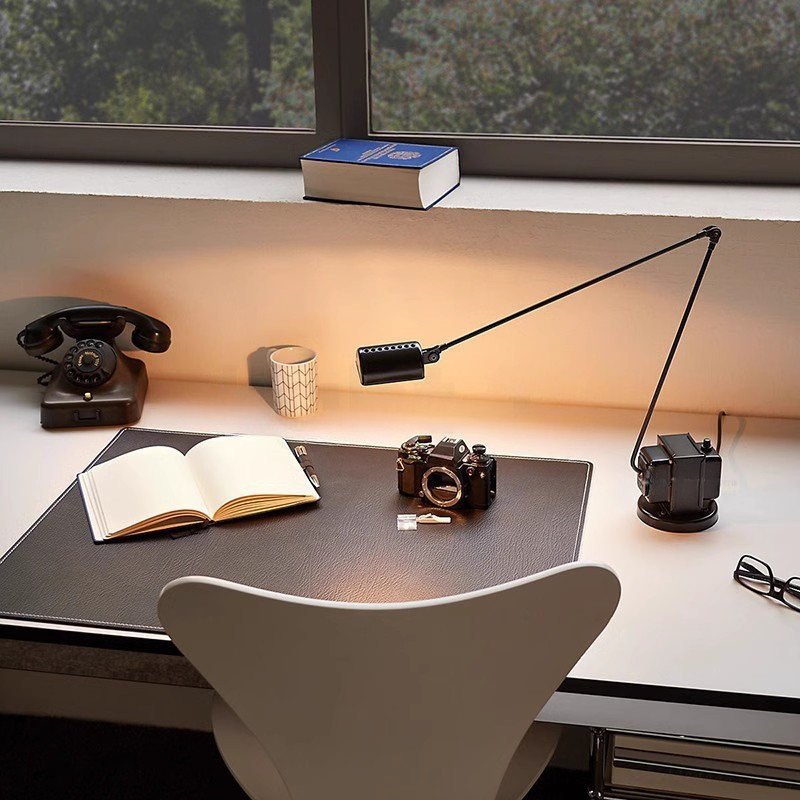 Adjustable LED Desk Lamp with Articulated Arm Black White Red Yellow Nickel Dimmable Table Lighting Work Lamp | Sansoti